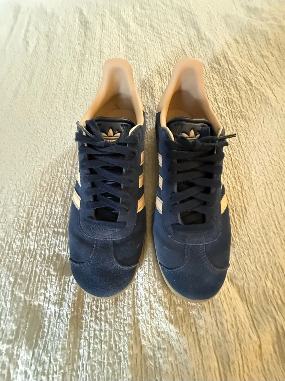 adidas Men’s Navy Suede Sneakers with Cream Accents